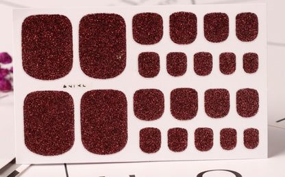 22 Nagelsticker, einfarbig grün, Zwiebelpuder, Fußsticker