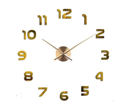 Creative Diy Wall Clock Personality Art 3D Mirror Wall Clock