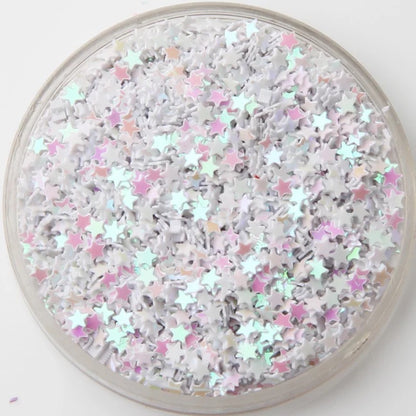 3 mm großer Nagelflicken mit fünfzackigem Stern und Pailletten