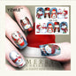 Nagelsticker mit rotem Schneeflocken-Hirsch-Schneemann-Motiv