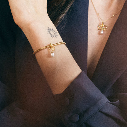 Celebrate - Dangle Charm 4 mm with Bracelet - Polished Gold-Plated Sterling Silver with 1 Cubic Zirconia