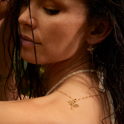Dragonfly Earring Pendant - Gold Plated Sterling Silver