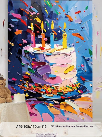 Birthday Party Layout Cake Hanging Cloth Children Background Wall