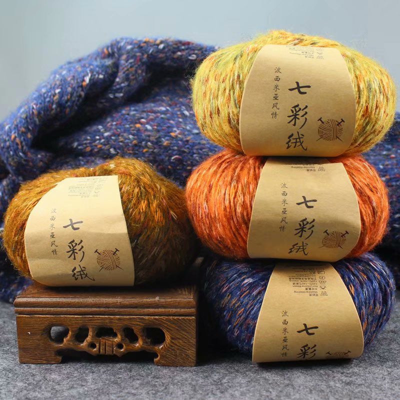Buntes Wollgarn, handgehäkelt, DIY-Schalgarn, Pullovergarn, Mützengarn, mitteldicker Wollknäuel