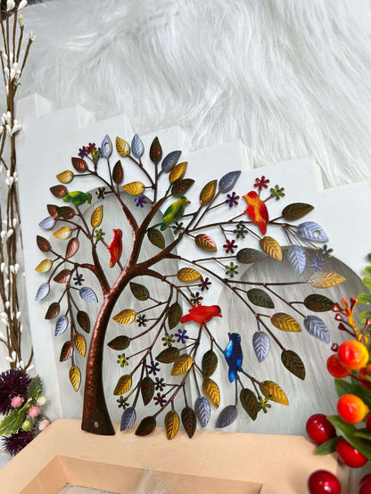 Wanddeko aus Metall, herzförmiger Lebensbaum-Anhänger