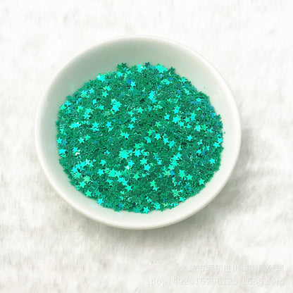 3 mm großer Nagelflicken mit fünfzackigem Stern und Pailletten