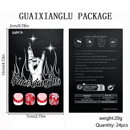 Kurze, glänzende, eckige Nägel – neue Weihnachtsmaniküre im weißen French-Stil