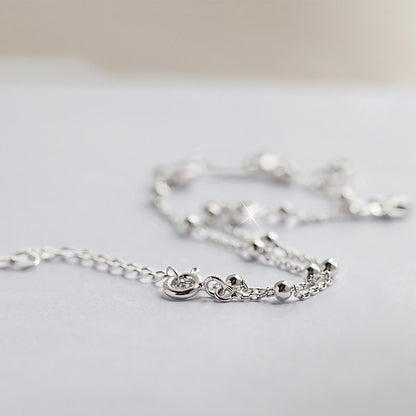 Four Leaf Clover Sterling Silver Anklet Korean Fashion Fresh Silver Jewelry S925 Sterling Silver Single Diamond Anklet Women's Style