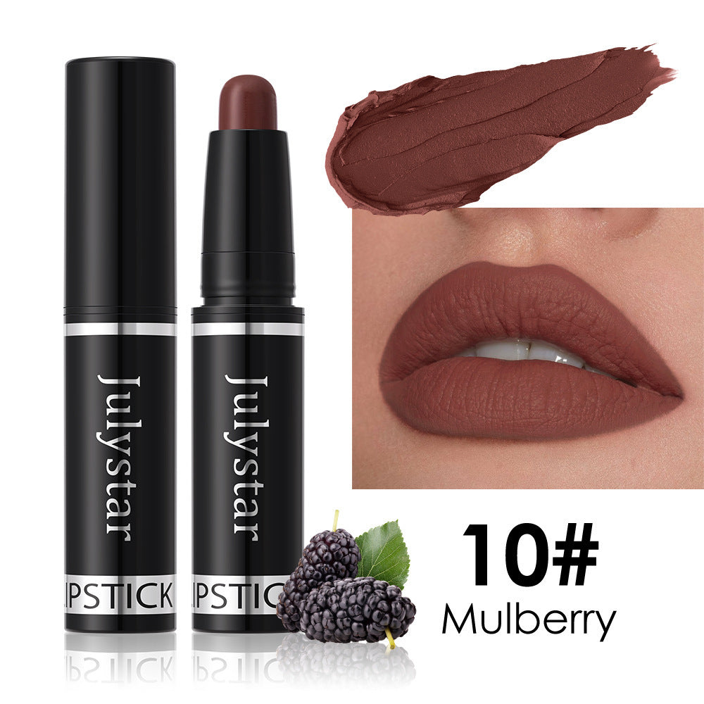 Lippenstift mit mattem Finish, drehbar, samtig, langanhaltend, hinterlässt keine Flecken auf dem Becher