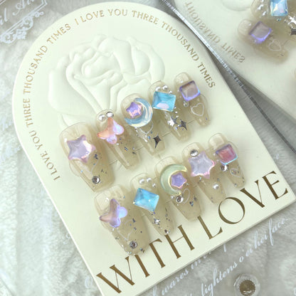 Handgefertigte künstliche Fingernägel, abnehmbare Nagelflicken