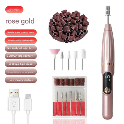 Elektrische Nagelfeile, kompaktes Nagelentfernungswerkzeug, tragbarer elektrischer Nagelknipser mit LCD-Display, elektrischer Nagelpuffer 