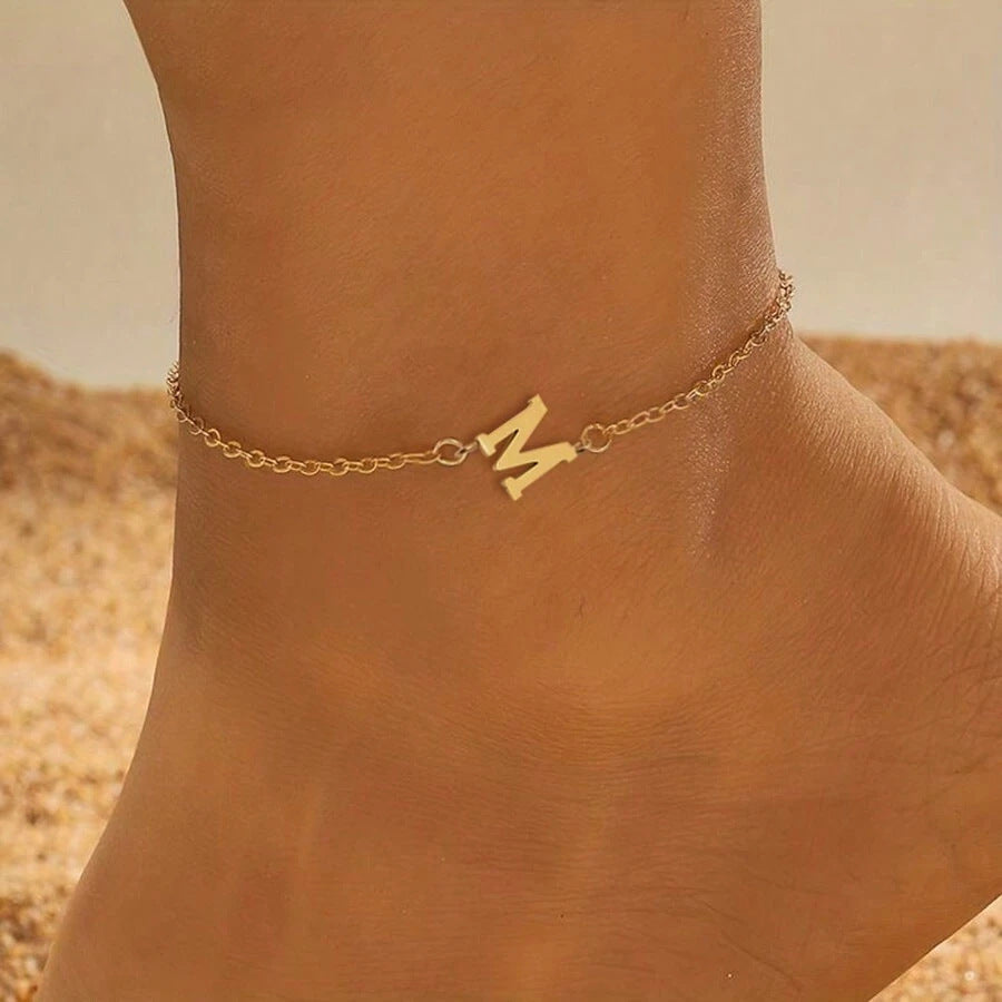 Women's Initial Simple Anklet Gift For Girlfriends And Friends
