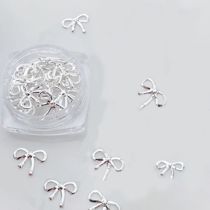 Alloy Bow Nail Ornament Light Luxury Advanced Bow Gold And Silver Nail Accessories