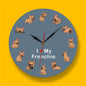 French Bulldog Printed Wall Clock Backlight. I Love My Frenchie Puppy Silent Non-ticking Clock