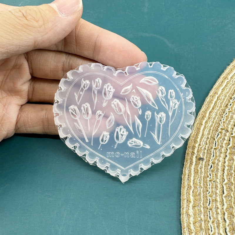Silikon-Manikürform mit Blumenmotiv (nicht weißlich)