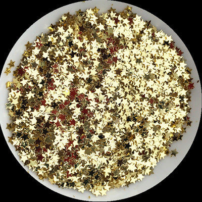 3 mm großer Nagelflicken mit fünfzackigem Stern und Pailletten