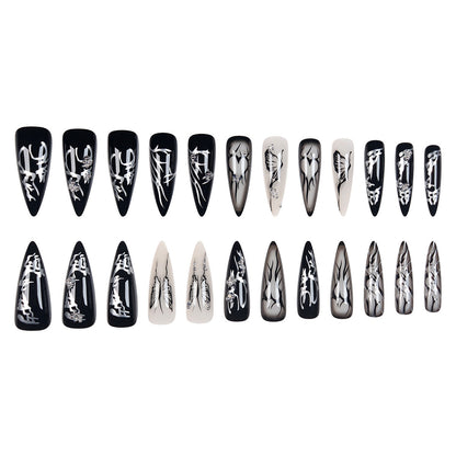 Dark Cool Spicy Punk European And American Nail Sticker Love Butterfly Wearable Fake Nails