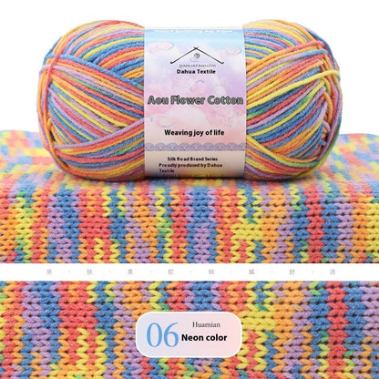 Doll Flower Cotton 4 Four-strand Combed Section Dyed Fancy Wool Ball Woven Doll Blanket Cushion Yarn Factory Wholesale