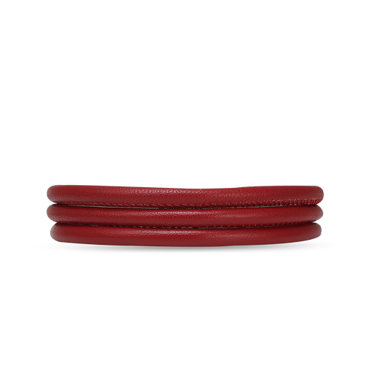 Slim Leather Bracelet - Red - 70 cm