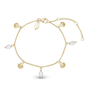 Pearl Shell Bracelet - Polished Gold Plated Sterling Silver with 3 white Ferskvandsperler