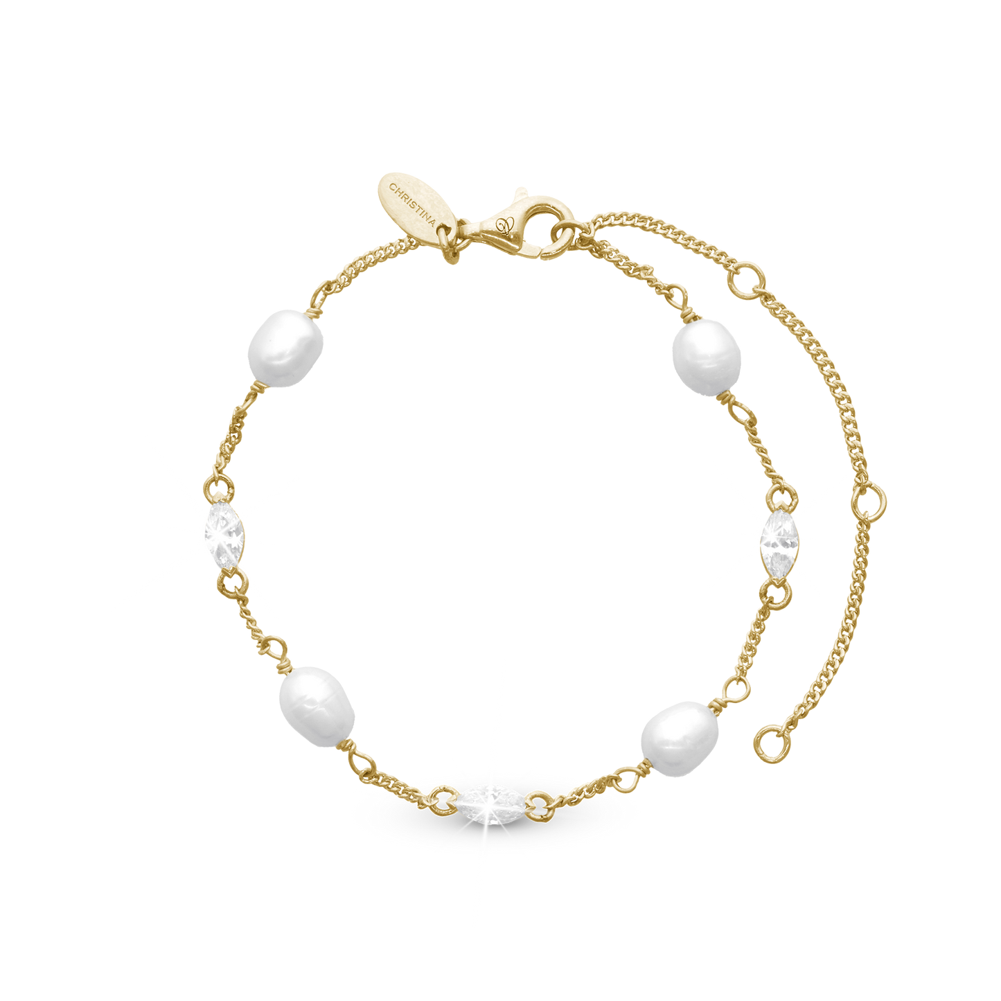 Light me up Bracelet - Polished Gold Plated Sterling Silver with Ferskvandsperler