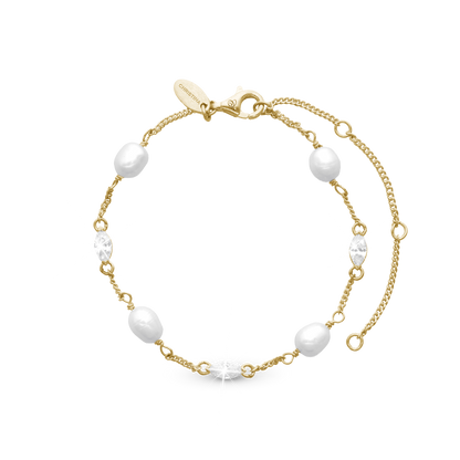 Light me up Bracelet - Polished Gold Plated Sterling Silver with Ferskvandsperler