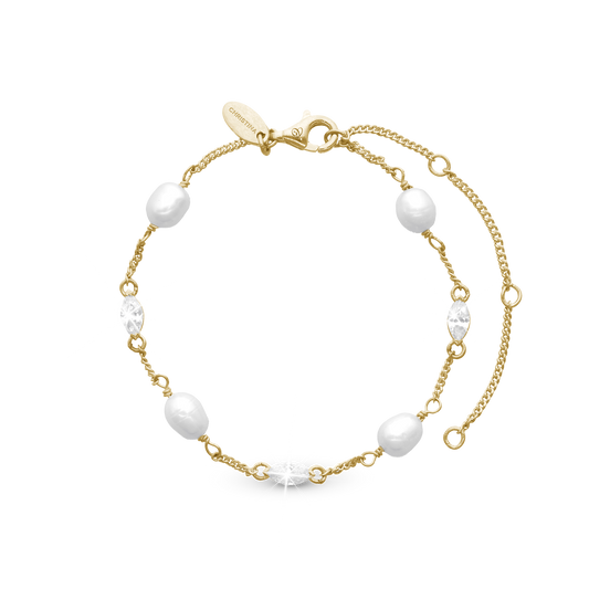 Light me up Bracelet - Polished Gold Plated Sterling Silver with Ferskvandsperler