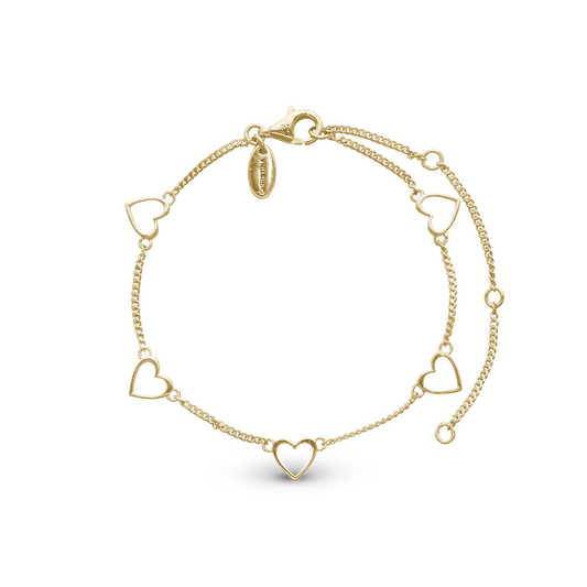 Dangling Love Bracelet - Polished Gold Plated Sterling Silver