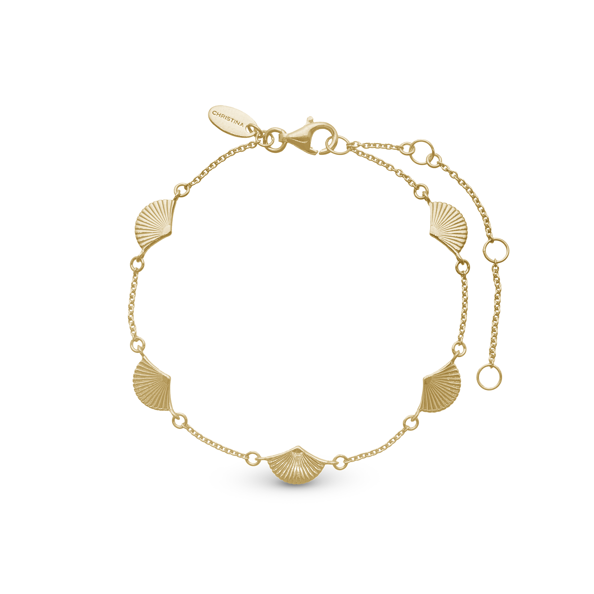 Fan Bracelet - Light brush Gold Plated Sterling Silver