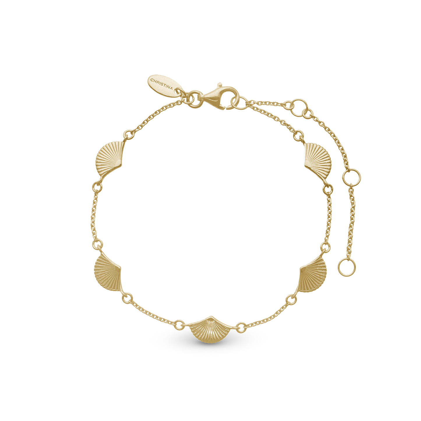 Fan Bracelet - Light brush Gold Plated Sterling Silver