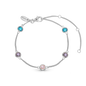 Colourful Champagne Bracelet - Polished Sterling Silver with 5 Multi color Cubic Zirkonia