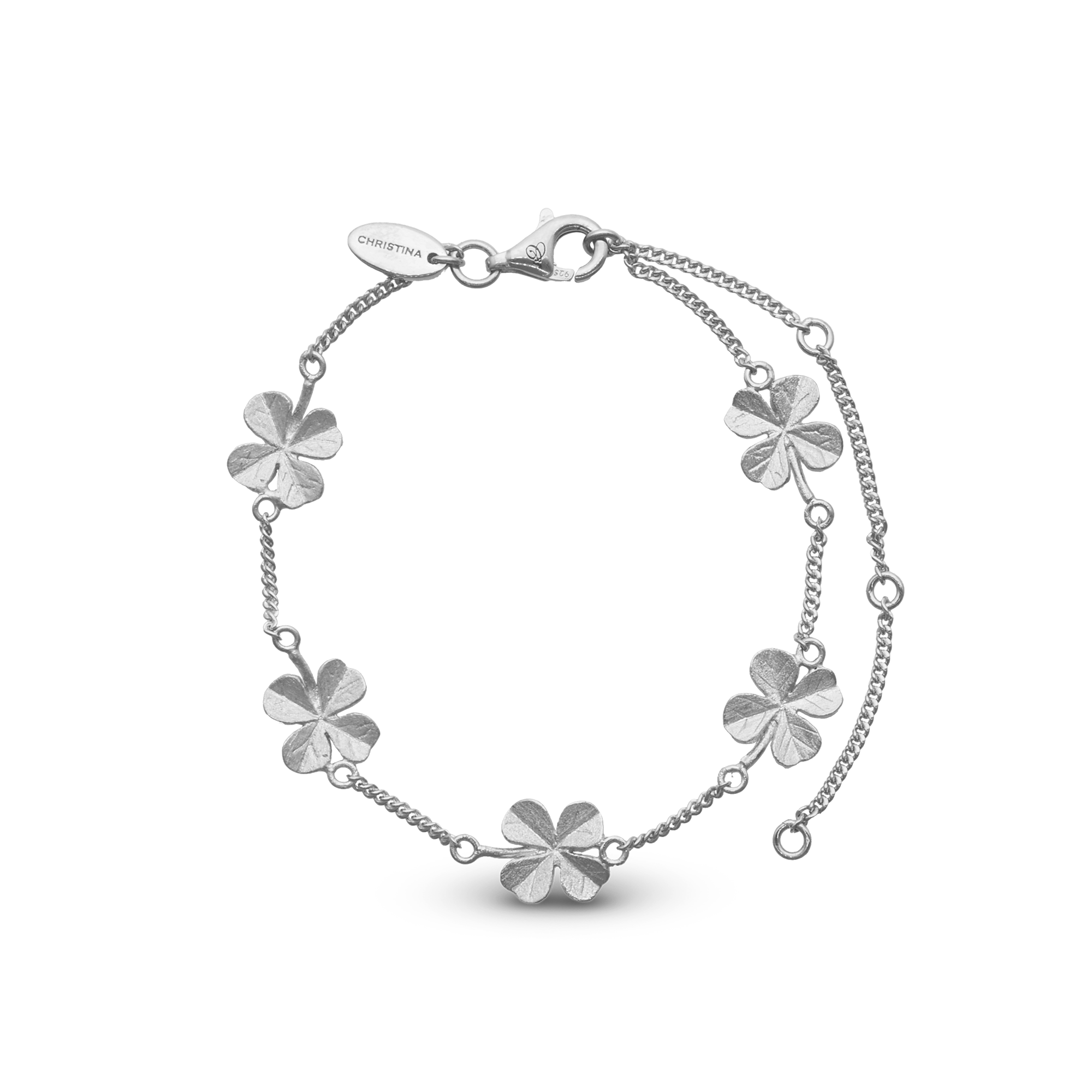 FoWatch Leaf Clover Bracelet - Light brush Sterling Silver