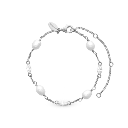 Light Me Up Bracelet - Polished Sterling Silver with Ferskvandsperler