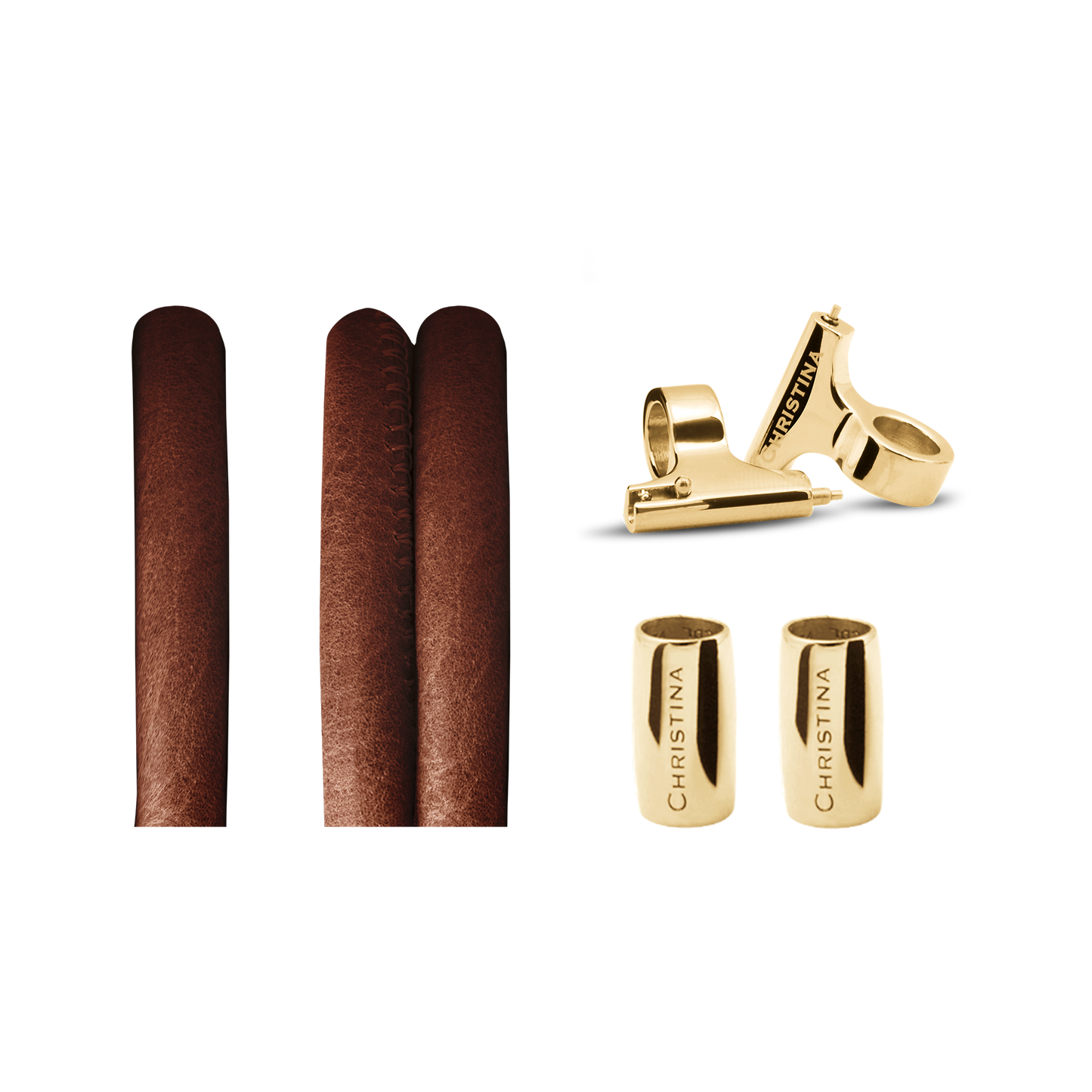Classic Leather set for Watch - Cognac with 16 mm Gold Plated T-Bars
