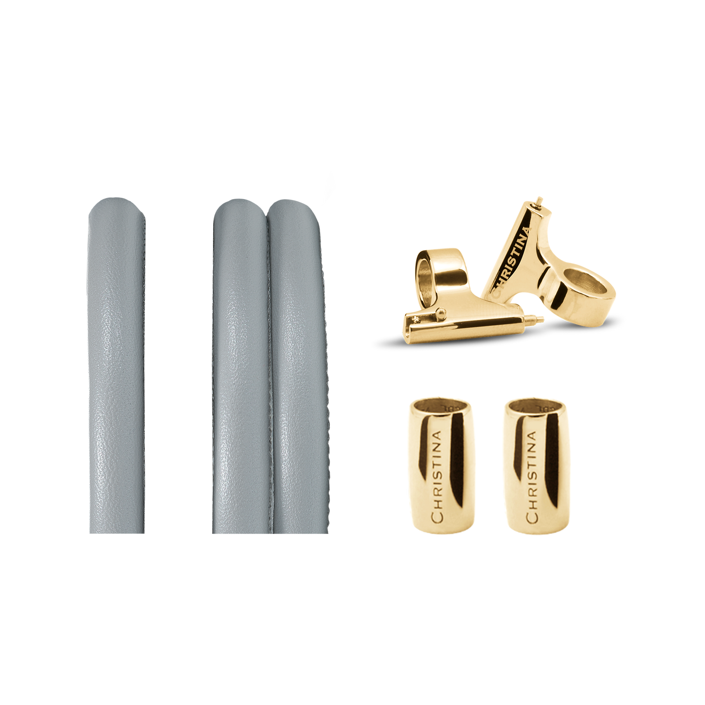 Classic Leather set for Watch Pearlgrey with 16 mm Gold Plated T-Bars