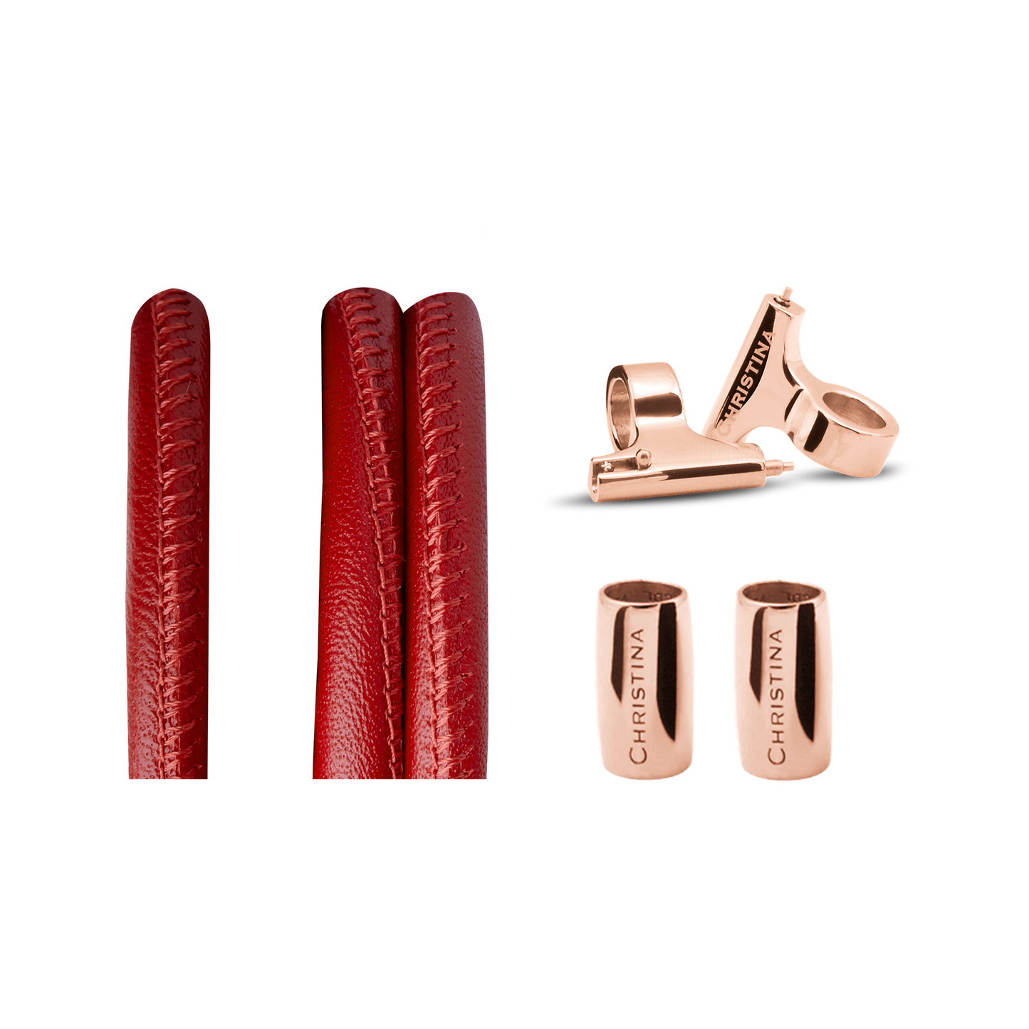 Classic Leather set for Watch - Red - CHRISTINA