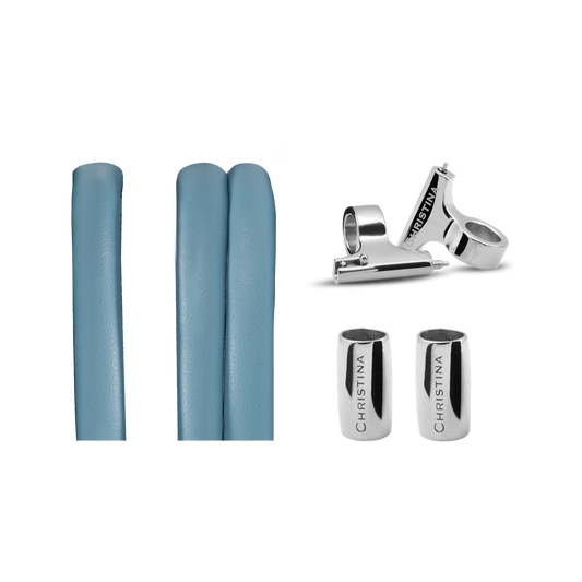 Classic Leather set for Watch - LyseBlue with 16 mm Steel T-Bars