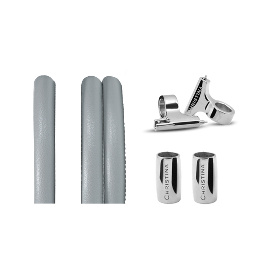 Classic Leather set for Watch Pearlgrey with 16 mm Steel T-Bars