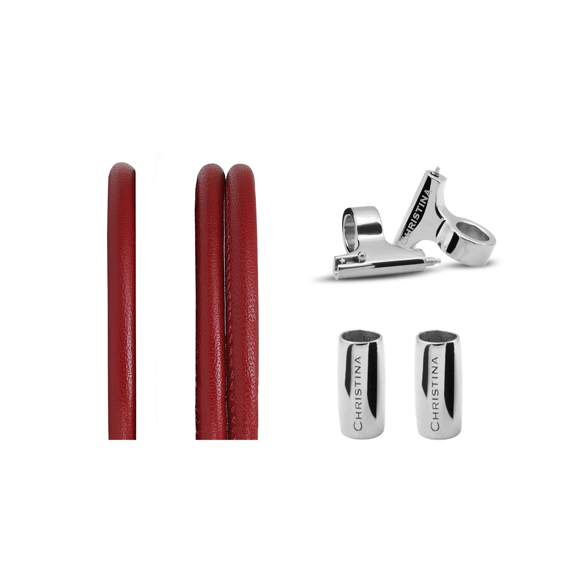 Slim Leather set for Watch - Red - CHRISTINA