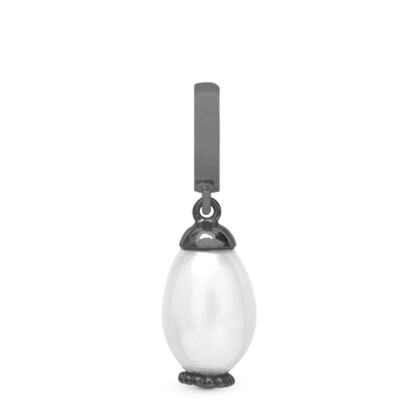 Pearl Drop White Hænger Charm 6 mm Til Armbånd - Rutheniumbelagt m. 1 Ferskvandsperle