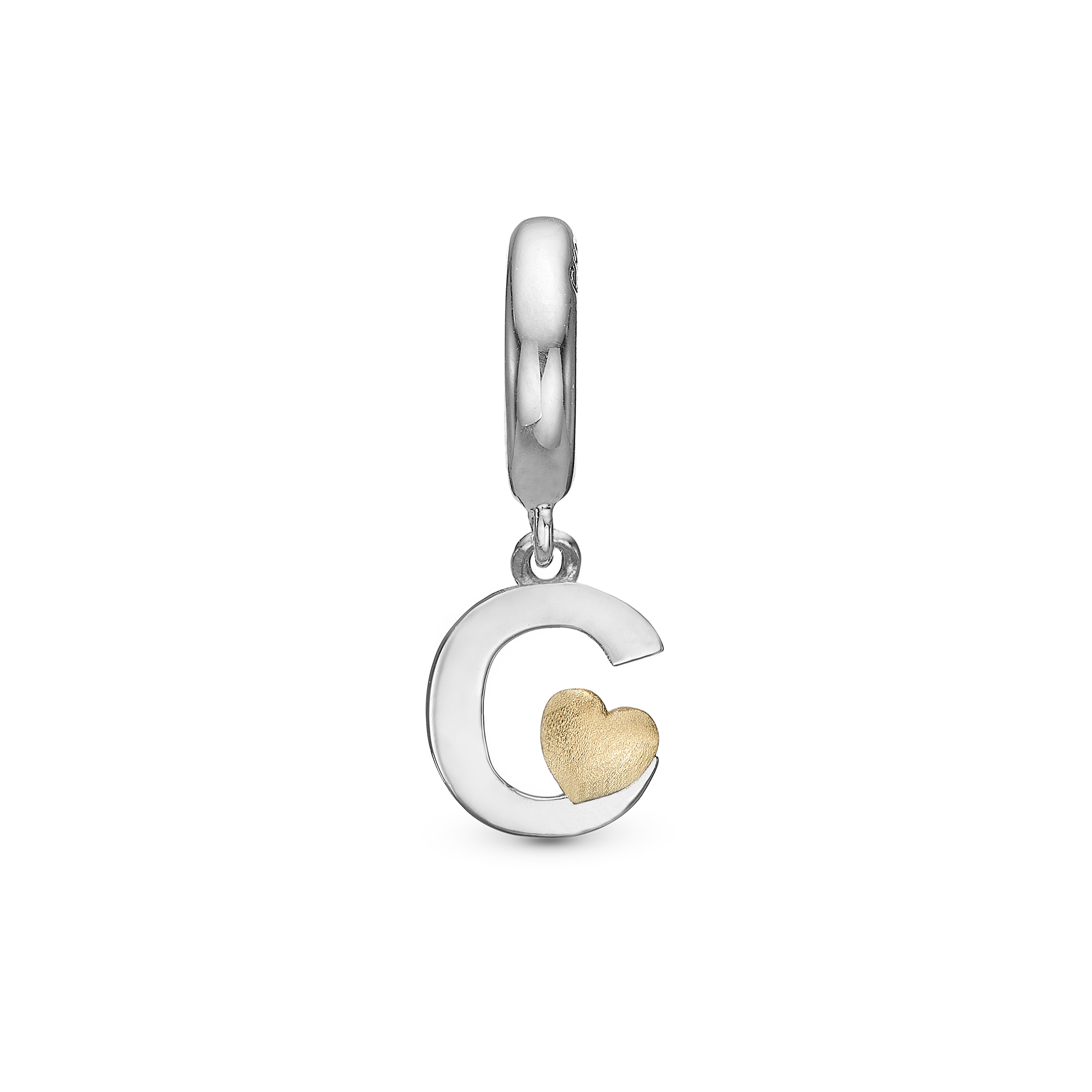 Letter C Drop Charm 6 mm for Leather Bracelet - Polished Bicolor
