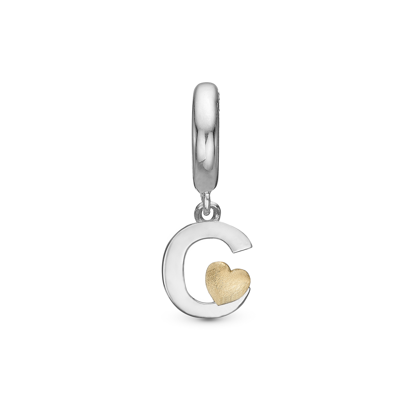 Letter C Drop Earring Charm 6 mm for Bracelet - Polished Bicolor