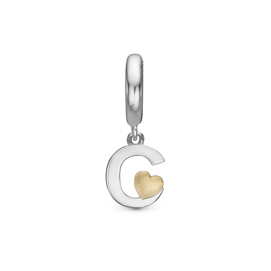 Letter C Drop Earring Charm 6 mm for Bracelet - Polished Bicolor