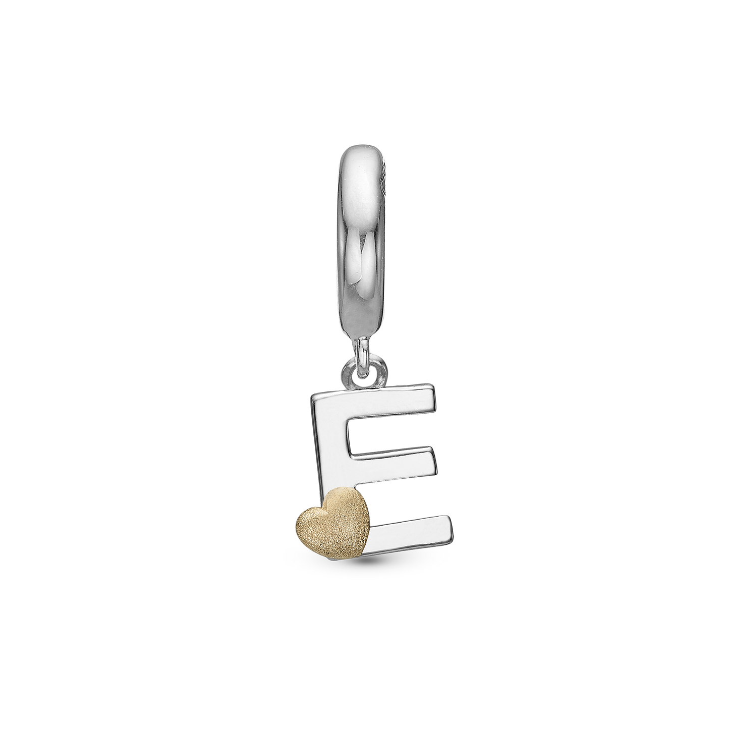 Letter E Drop Earring Charm 6 mm for Bracelet - Polished Bicolor