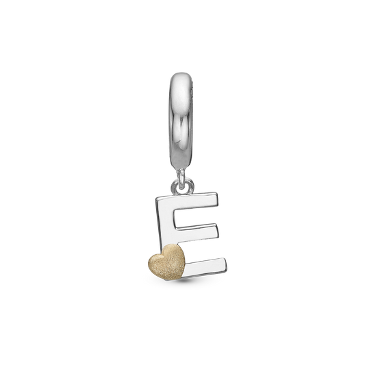 Letter E Drop Earring Charm 6 mm for Bracelet - Polished Bicolor