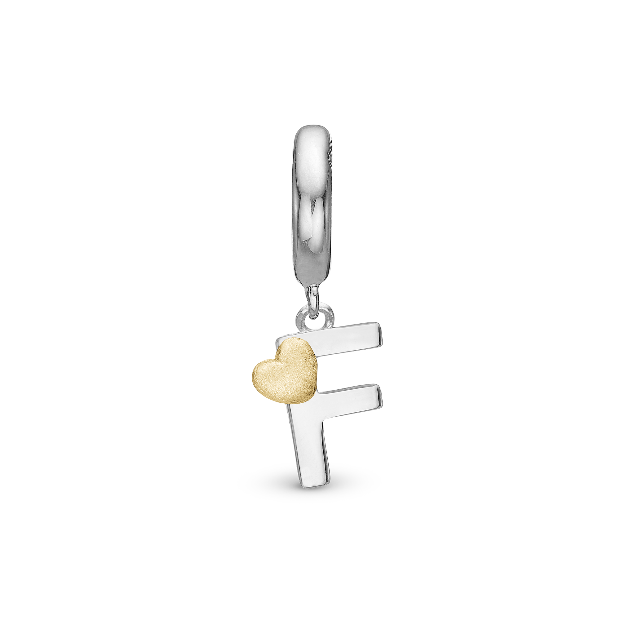 Letter F Drop Charm 6 mm for Leather Bracelet - Polished Bicolor