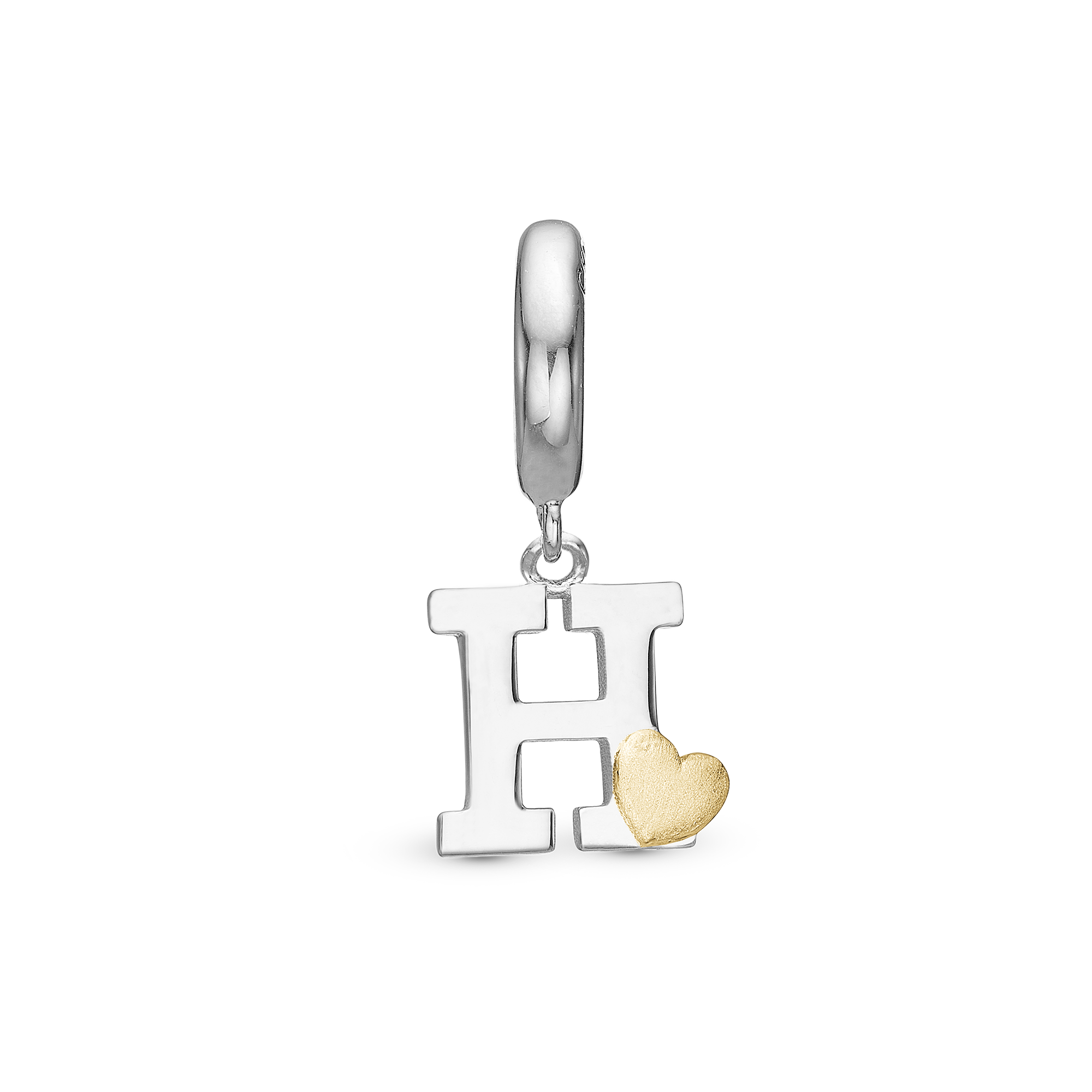 Letter H Drop Charm 6 mm for Leather Bracelet - Polished Bicolor