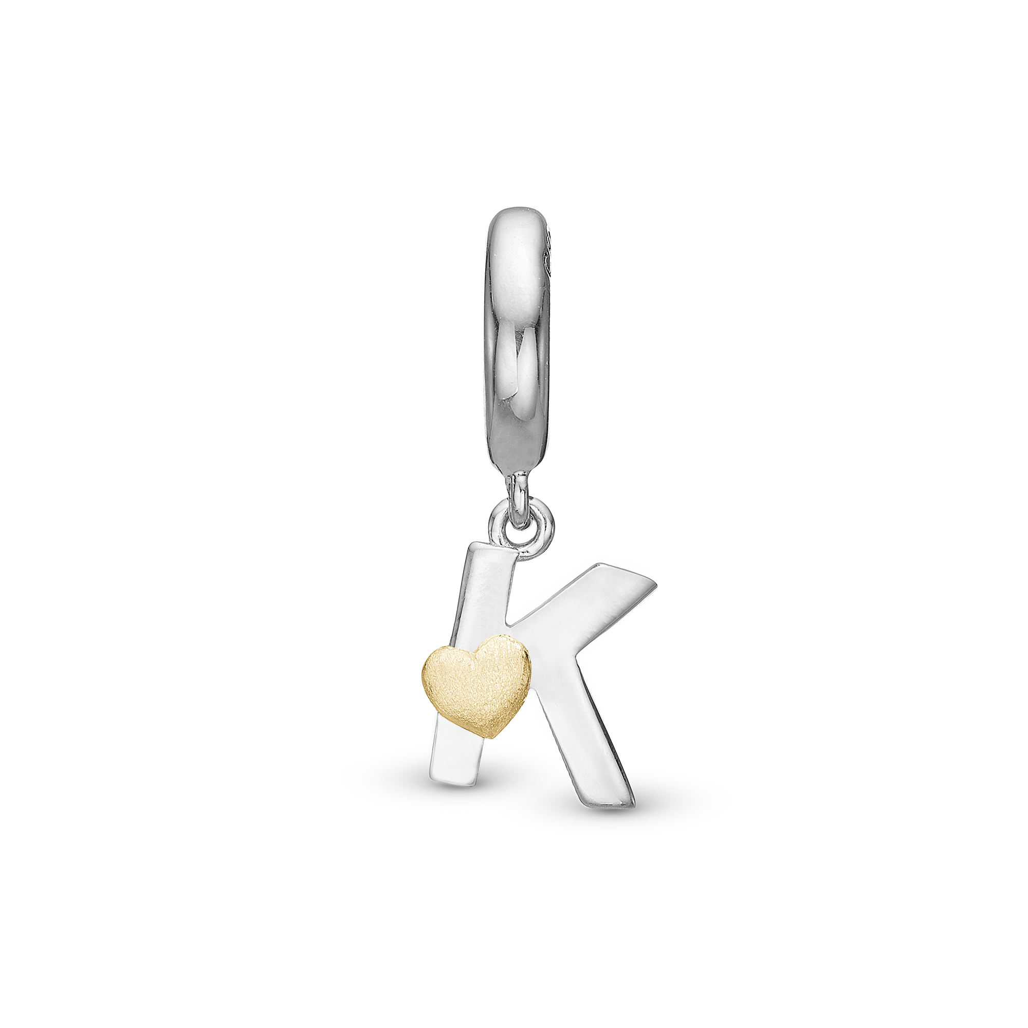 Letter K Drop Charm 6 mm for Leather Bracelet - Polished Bicolor