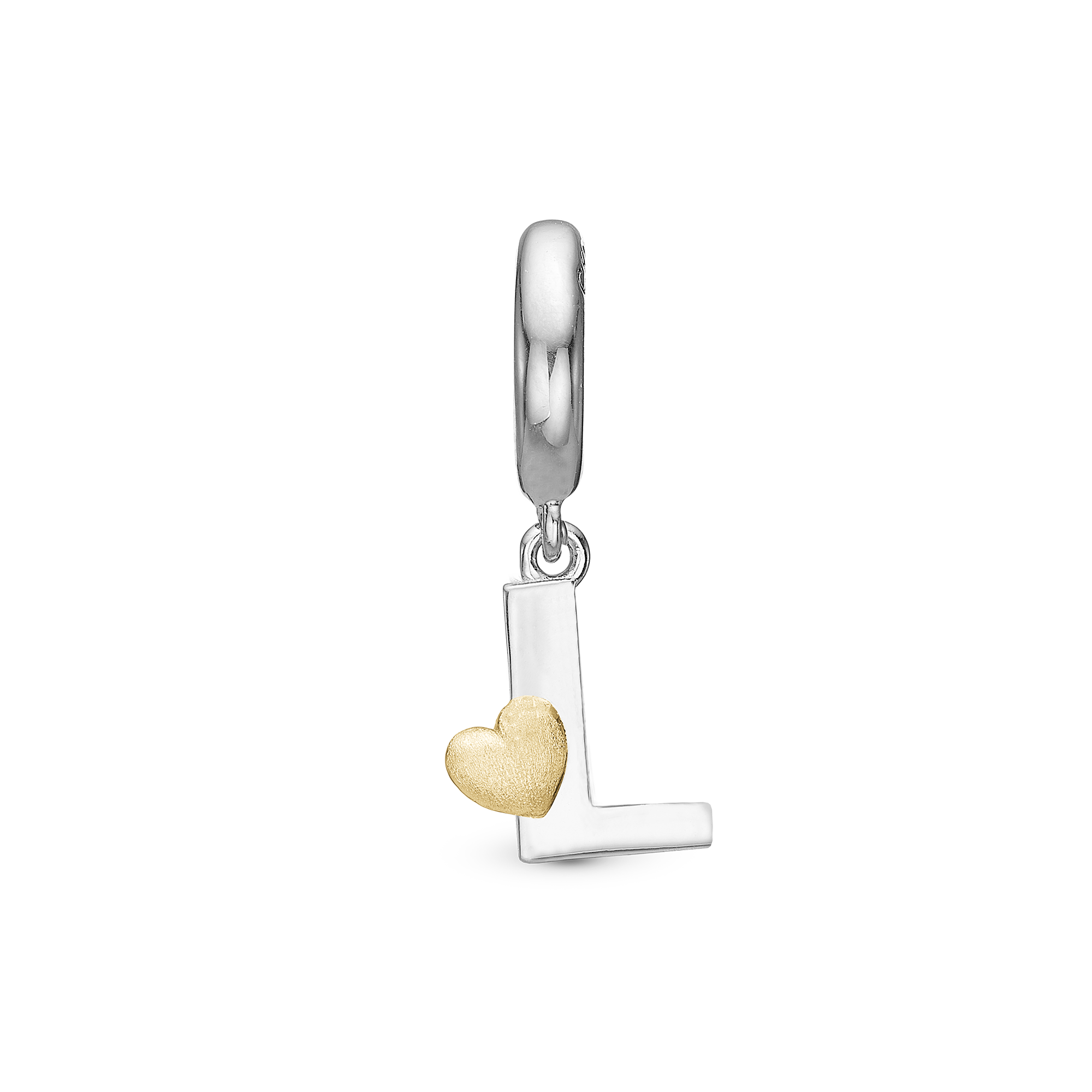 Letter L Drop Charm 6 mm for Leather Bracelet - Polished Bicolor