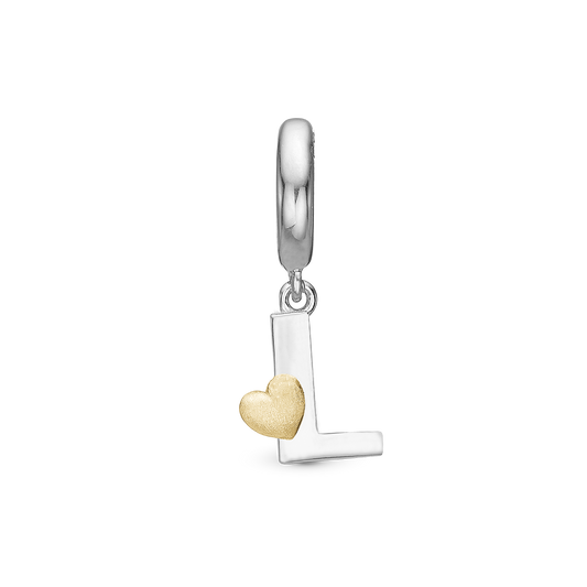 Letter L Drop Earring Charm 6 mm for Bracelet - Polished Bicolor